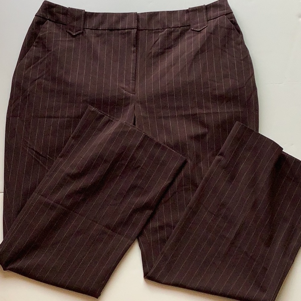 Apostrophe stretch brown pinstripe dress pants‘ Size 16